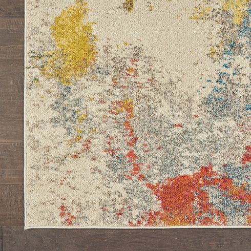 9' X 12' Ivory Abstract Power Loom Area Rug