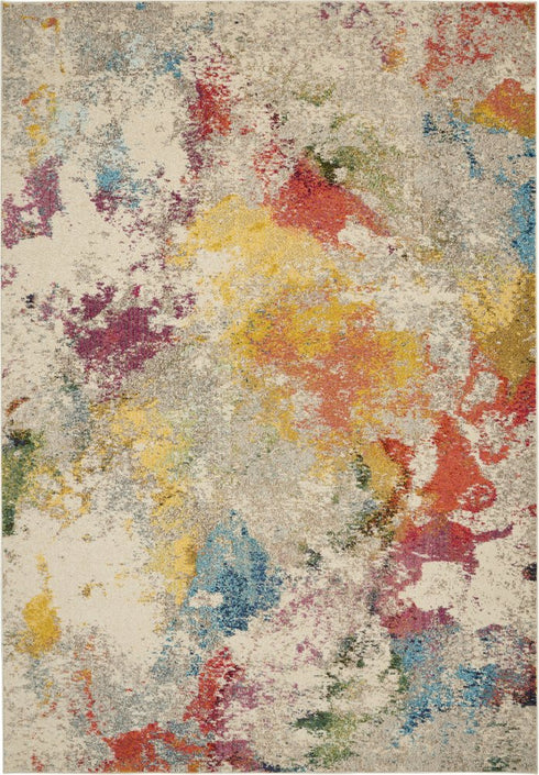 9' X 12' Ivory Abstract Power Loom Area Rug