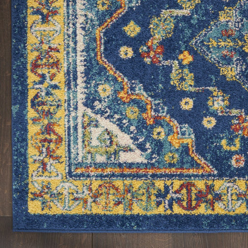 8' X 10' Blue and Yellow Oriental Power Loom Area Rug