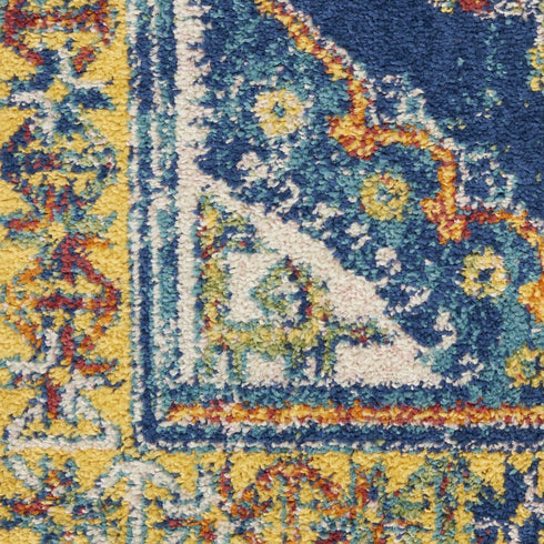 8' X 10' Blue and Yellow Oriental Power Loom Area Rug