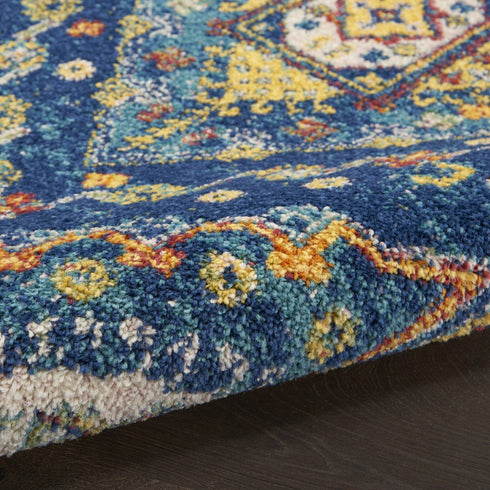 8' X 10' Blue and Yellow Oriental Power Loom Area Rug