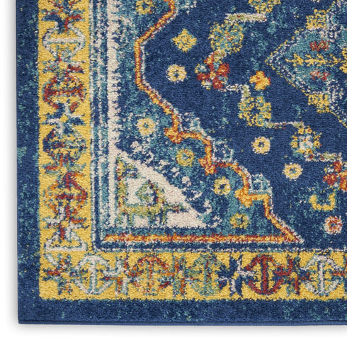8' X 10' Blue and Yellow Oriental Power Loom Area Rug