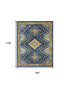 8' X 10' Blue and Yellow Oriental Power Loom Area Rug