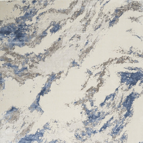 8' X 11' Ivory Blue And Gray Abstract Non Skid Area Rug