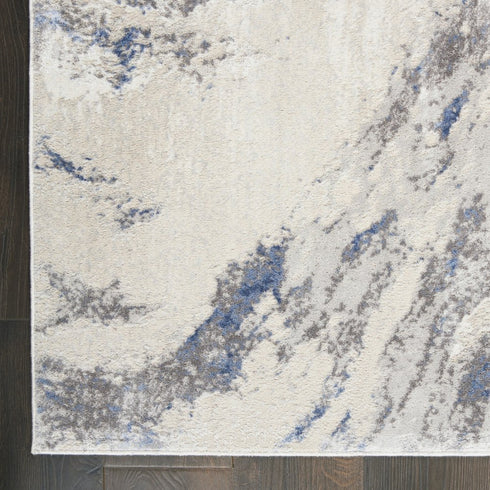 8' X 11' Ivory Blue And Gray Abstract Non Skid Area Rug