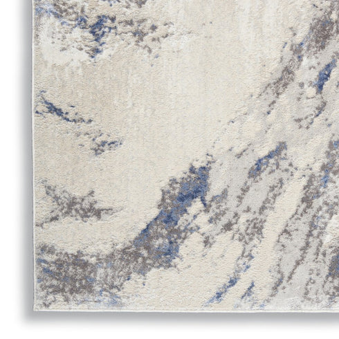 8' X 11' Ivory Blue And Gray Abstract Non Skid Area Rug