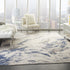 8' X 11' Ivory Blue And Gray Abstract Non Skid Area Rug