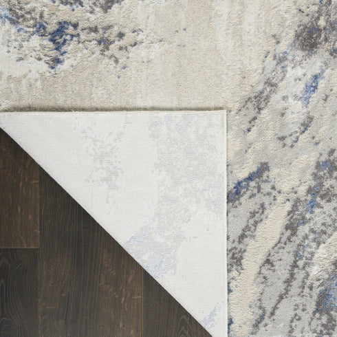 8' X 11' Ivory Blue And Gray Abstract Non Skid Area Rug