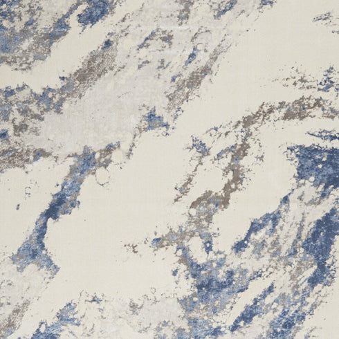 8' X 11' Ivory Blue And Gray Abstract Non Skid Area Rug