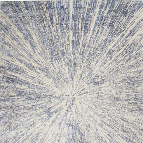 8' X 11' Cream Gray And Blue Abstract Non Skid Area Rug