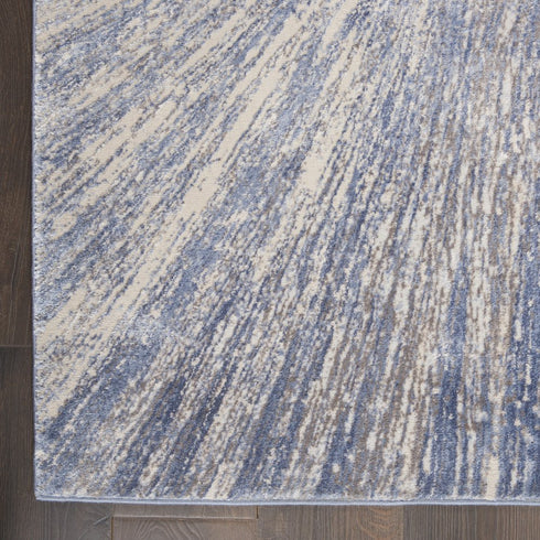 8' X 11' Cream Gray And Blue Abstract Non Skid Area Rug