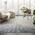 8' X 11' Cream Gray And Blue Abstract Non Skid Area Rug