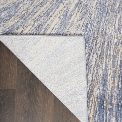 8' X 11' Cream Gray And Blue Abstract Non Skid Area Rug