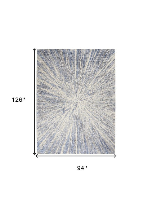 8' X 11' Cream Gray And Blue Abstract Non Skid Area Rug