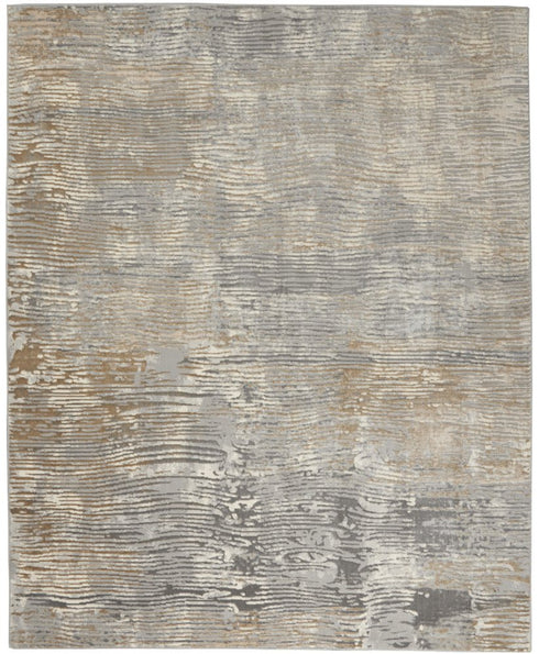 8' X 10' Beige Gray And Light Taupe Abstract Distressed Area Rug