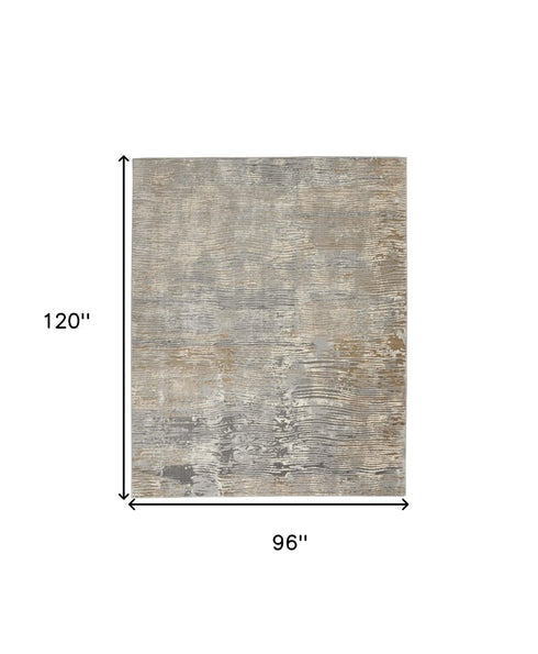 8' X 10' Beige Gray And Light Taupe Abstract Distressed Area Rug