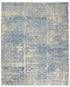 8' X 10' Ivory Blue And Gray Abstract Distressed Area Rug