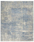 8' X 10' Ivory Blue And Gray Abstract Distressed Area Rug