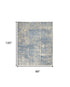 8' X 10' Ivory Blue And Gray Abstract Distressed Area Rug