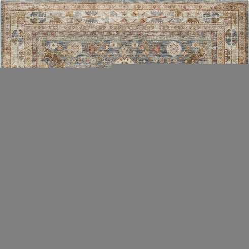8' X 10' Navy Blue Geometric Distressed Area Rug