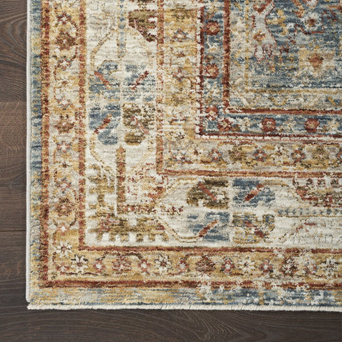 8' X 10' Navy Blue Geometric Distressed Area Rug