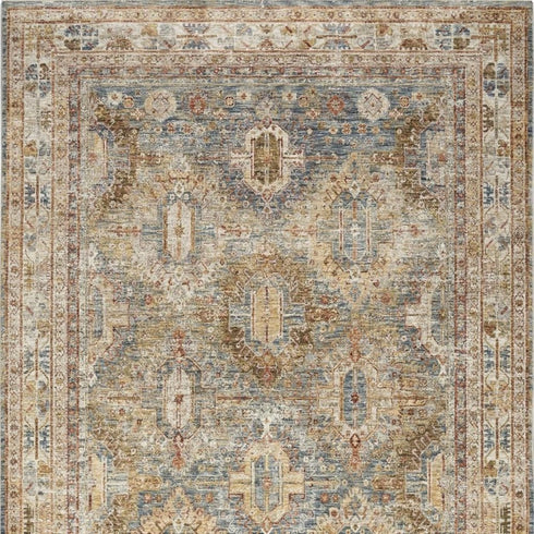 8' X 10' Navy Blue Geometric Distressed Area Rug