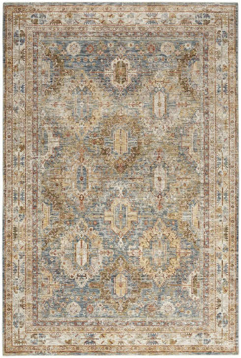 8' X 10' Navy Blue Geometric Distressed Area Rug