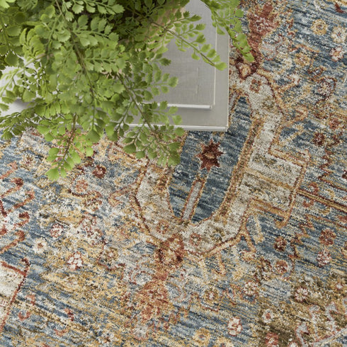 8' X 10' Navy Blue Geometric Distressed Area Rug