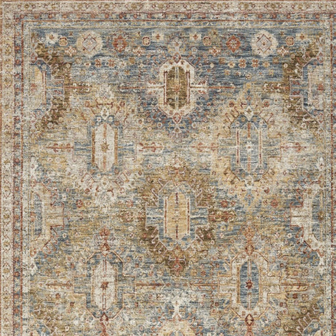 8' X 10' Navy Blue Geometric Distressed Area Rug