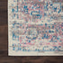9' X 12' Ivory and Blue Floral Medallion Distressed Non Skid Area Rug