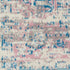 9' X 12' Ivory and Blue Floral Medallion Distressed Non Skid Area Rug