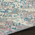 9' X 12' Ivory and Blue Floral Medallion Distressed Non Skid Area Rug