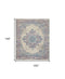 9' X 12' Ivory and Blue Floral Medallion Distressed Non Skid Area Rug