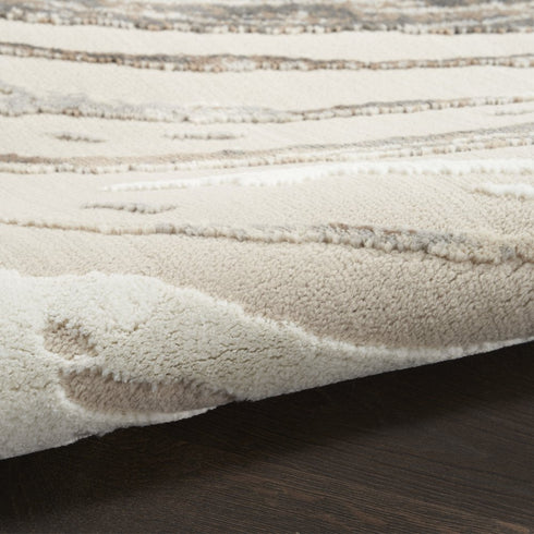 9' X 12' Beige Black and Gray Abstract Non Skid Area Rug