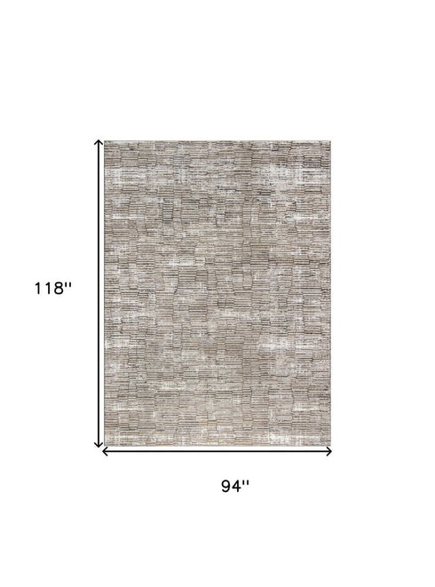 8' X 10' Brown and Ivory Abstract Non Skid Area Rug