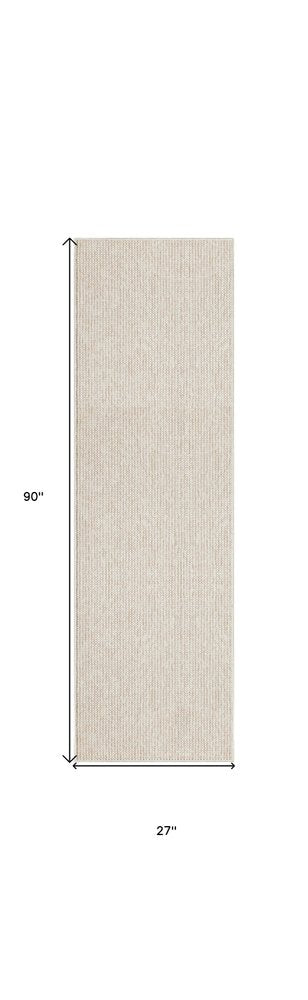 8' Beige And Ivory Abstract Runner Rug