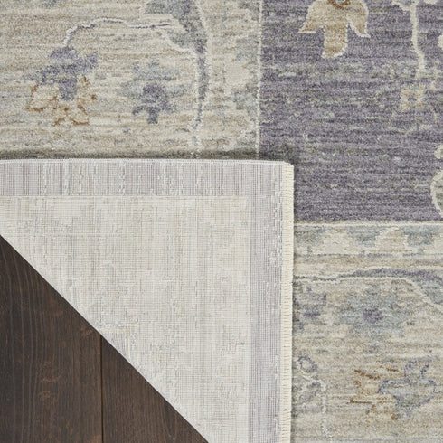 5' X 8' Ivory and Gray Floral Power Loom Area Rug
