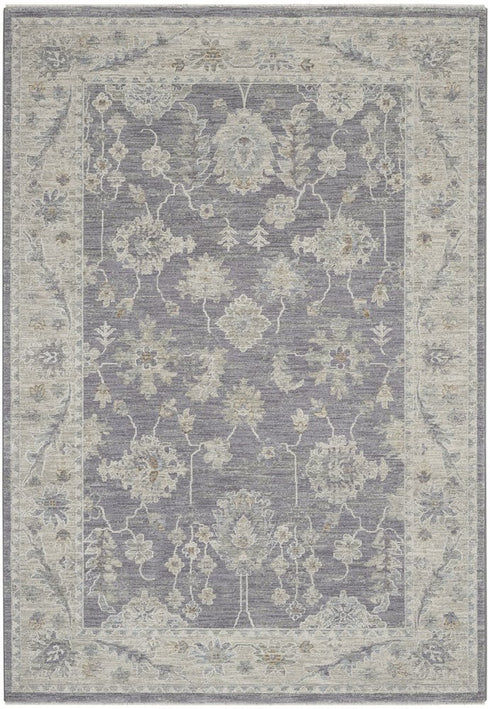5' X 8' Ivory and Gray Floral Power Loom Area Rug