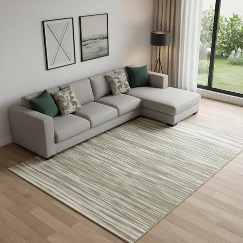 8' X 10' Green Abstract Power Loom Area Rug