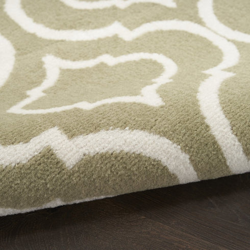 8' X 10' Olive Green and Ivory Trellis Non Skid Area Rug