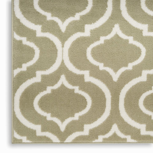 8' X 10' Olive Green and Ivory Trellis Non Skid Area Rug