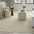 8' X 10' Olive Green and Ivory Trellis Non Skid Area Rug