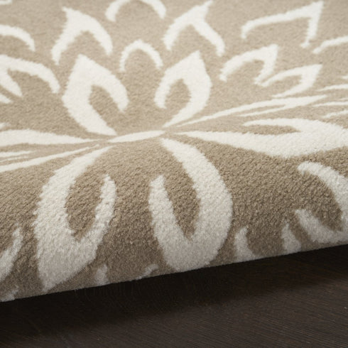 8' X 10' Taupe and Ivory Floral Non Skid Area Rug