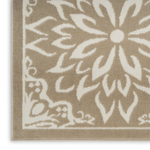 8' X 10' Taupe and Ivory Floral Non Skid Area Rug