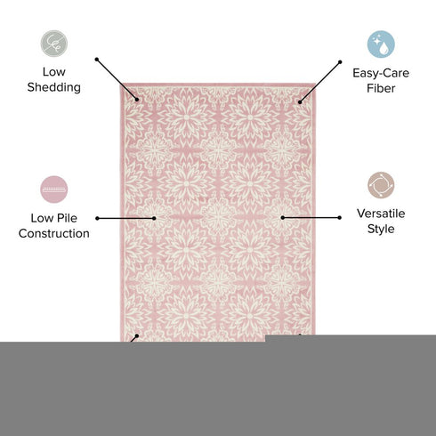 8' X 10' Taupe and Ivory Floral Non Skid Area Rug