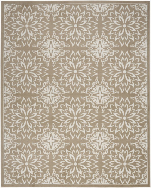 8' X 10' Taupe and Ivory Floral Non Skid Area Rug