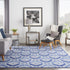 8' X 10' Blue and Ivory Damask Distressed Non Skid Area Rug