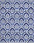 8' X 10' Blue and Ivory Damask Distressed Non Skid Area Rug