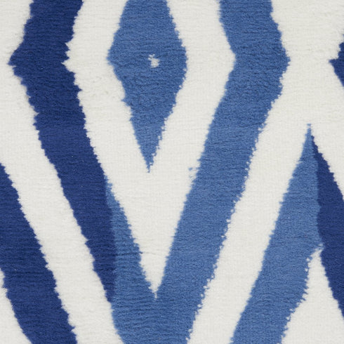 8' X 12' Ivory and Blue Geometric Distressed Non Skid Area Rug