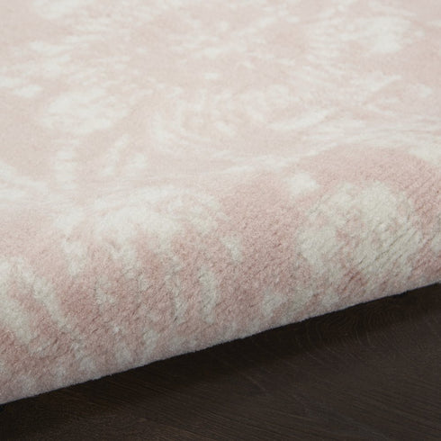 8' X 12' Pink and Ivory Floral Distressed Non Skid Area Rug